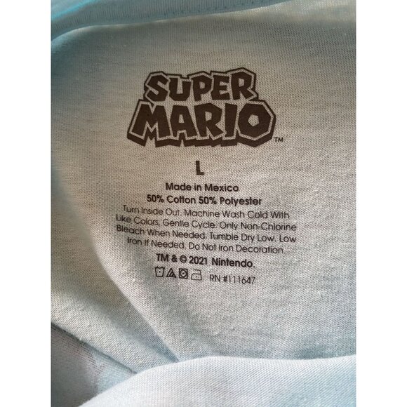 NWT Super Mario Bros Womens Blue T-shirt Large short sleeve graphic print cotton - Picture 4 of 5